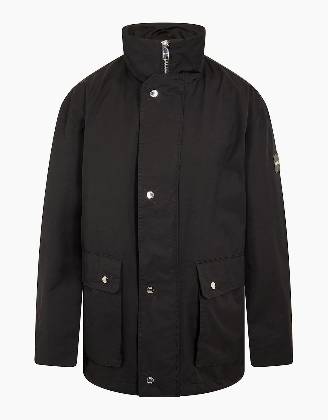 Solid Patterned Snap Button Rain Jacket with Flap Pocket, 3 of 2