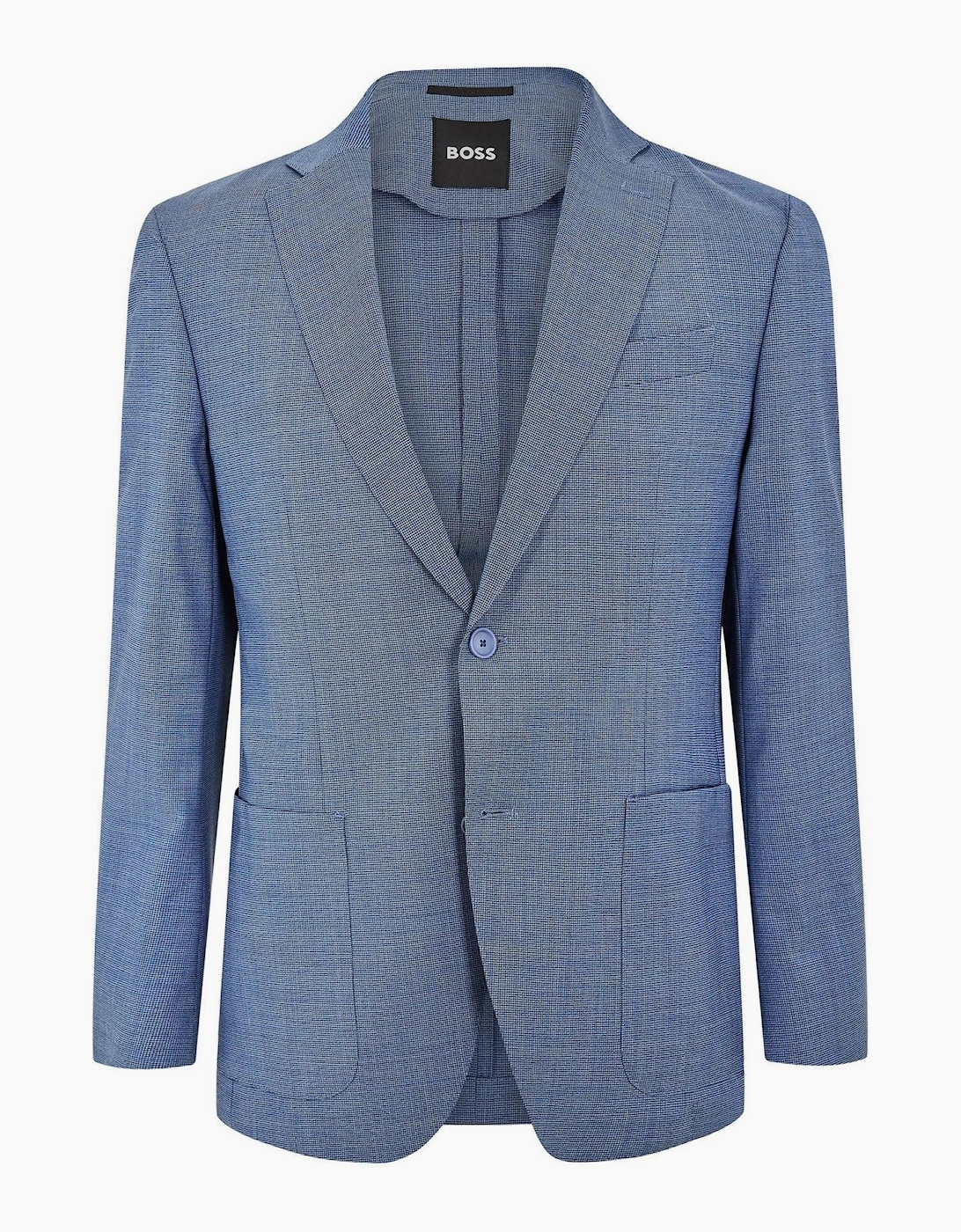 Solid Patterned Single Button Notch Collared Suit Jacket, 2 of 1