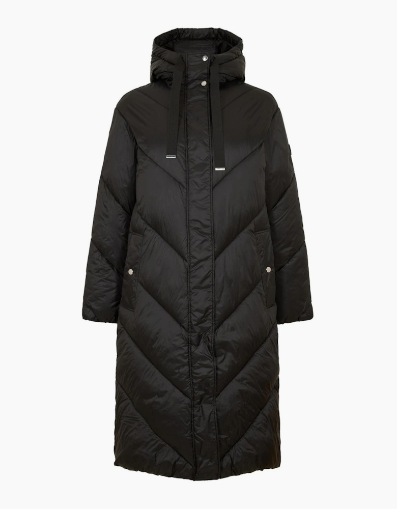 Pollylong Hooded Snap Detail Puffer Coat