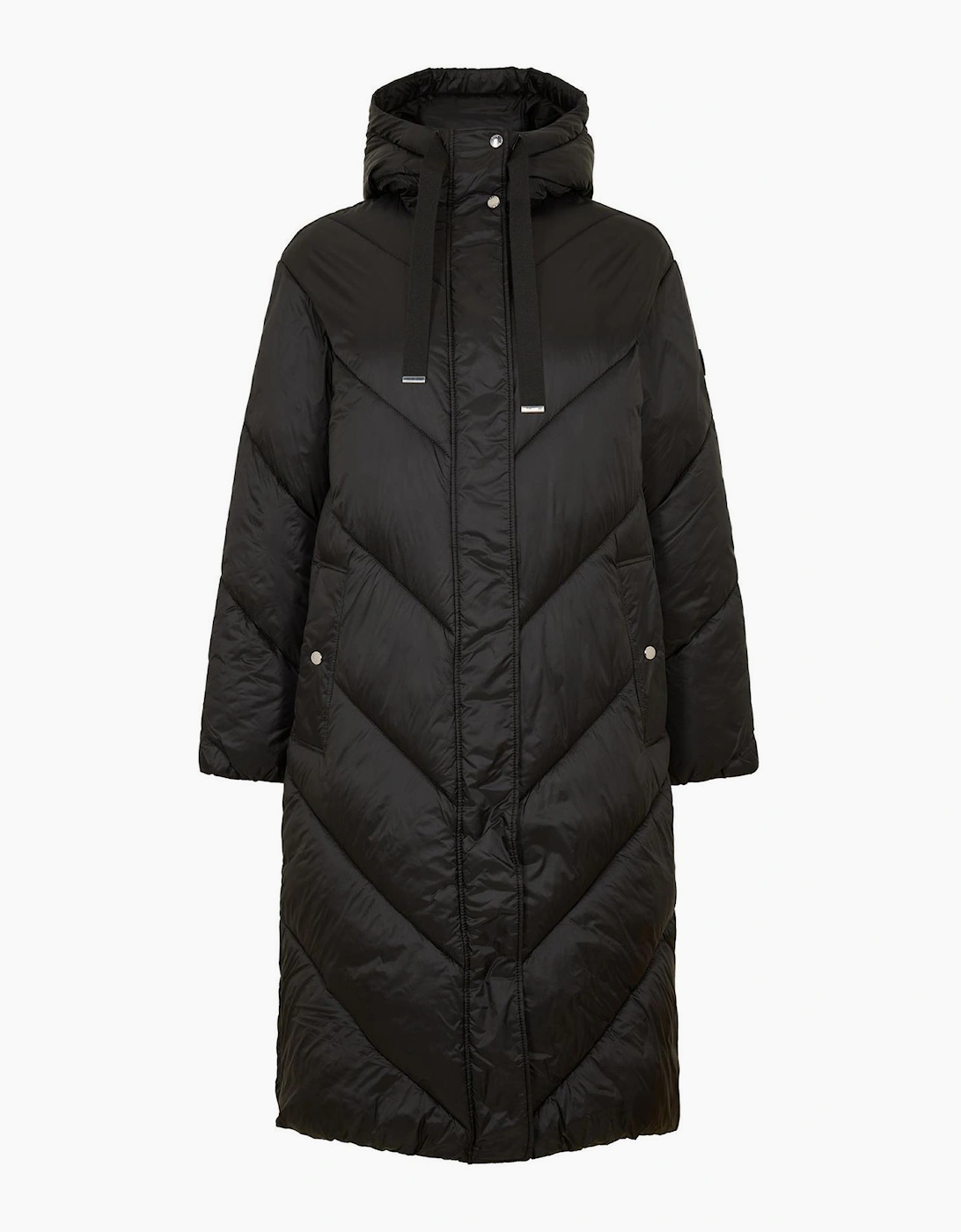 Pollylong Hooded Snap Detail Puffer Coat, 3 of 2