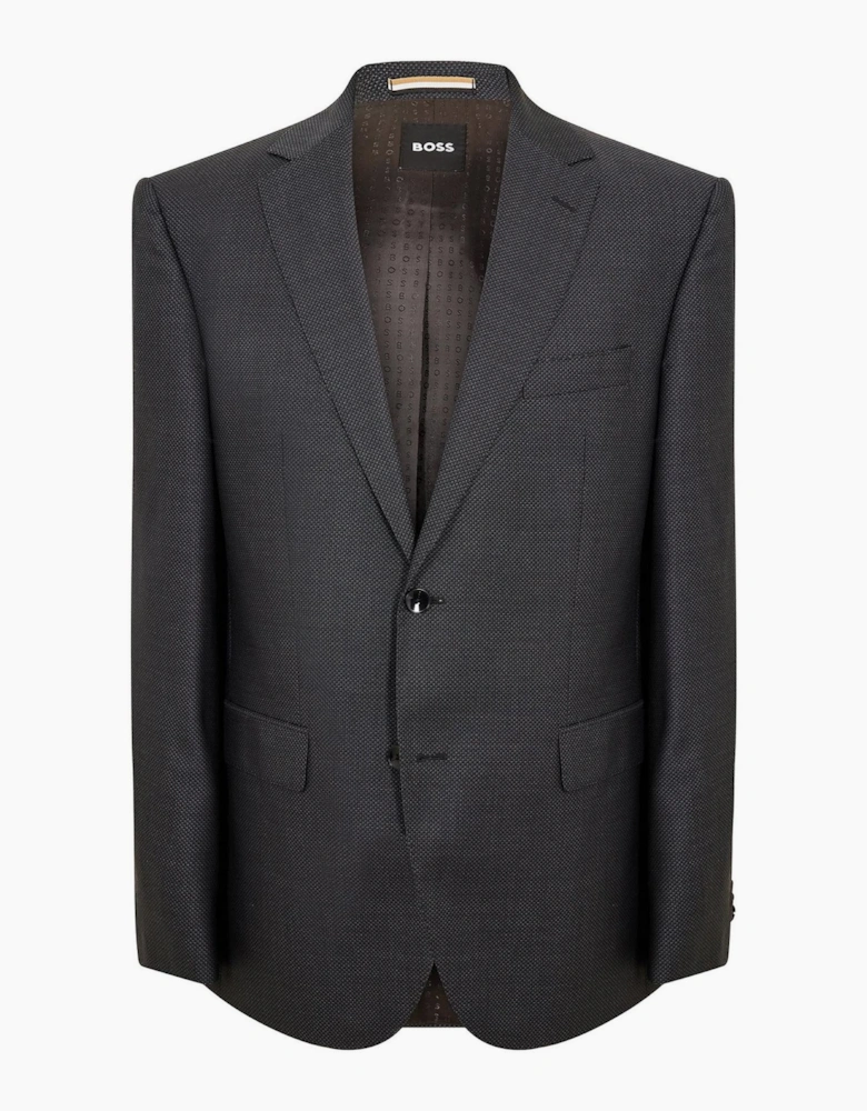 Solid Patterned Suit Jacket with Flap and Chest Pocket