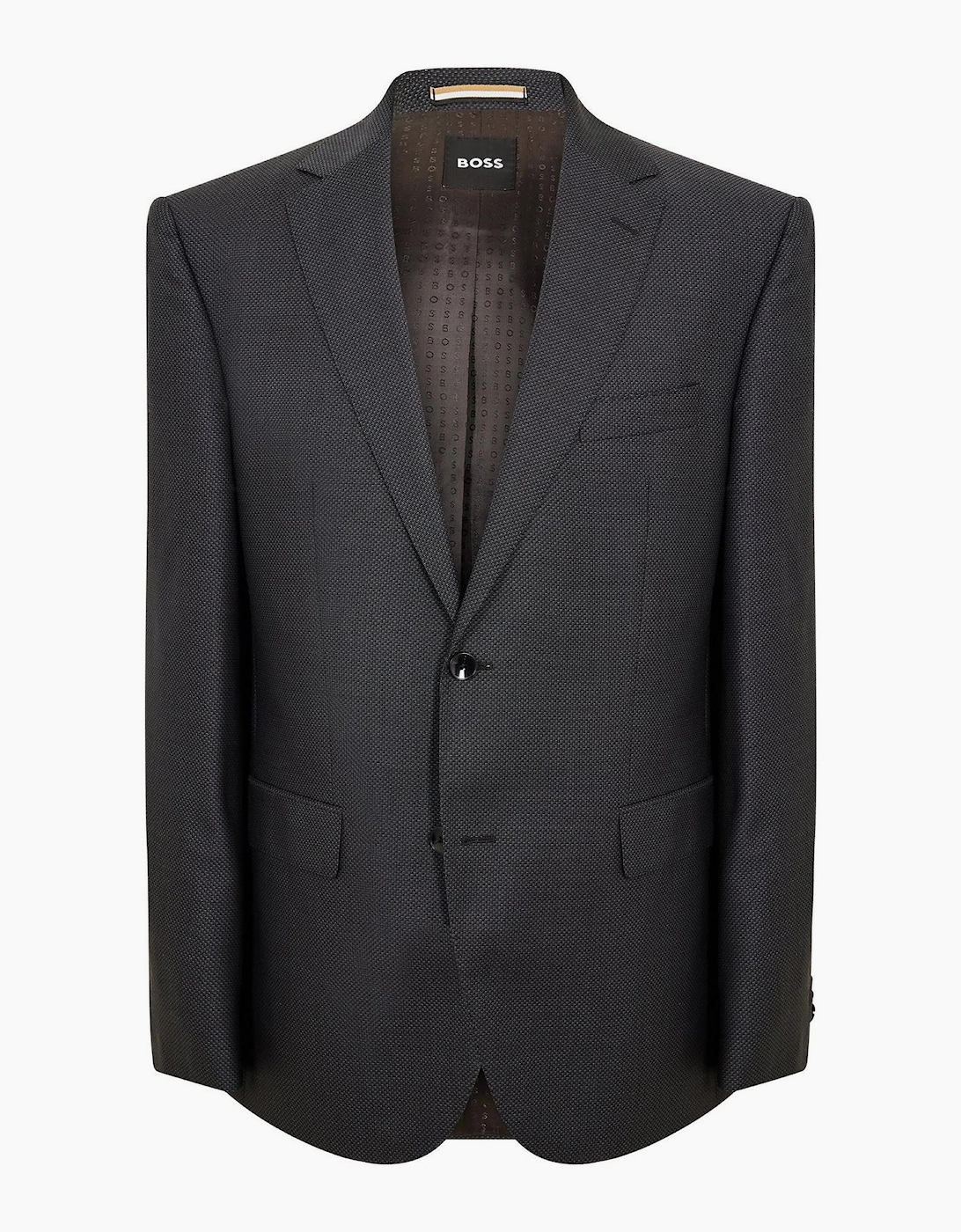 Solid Patterned Suit Jacket with Flap and Chest Pocket