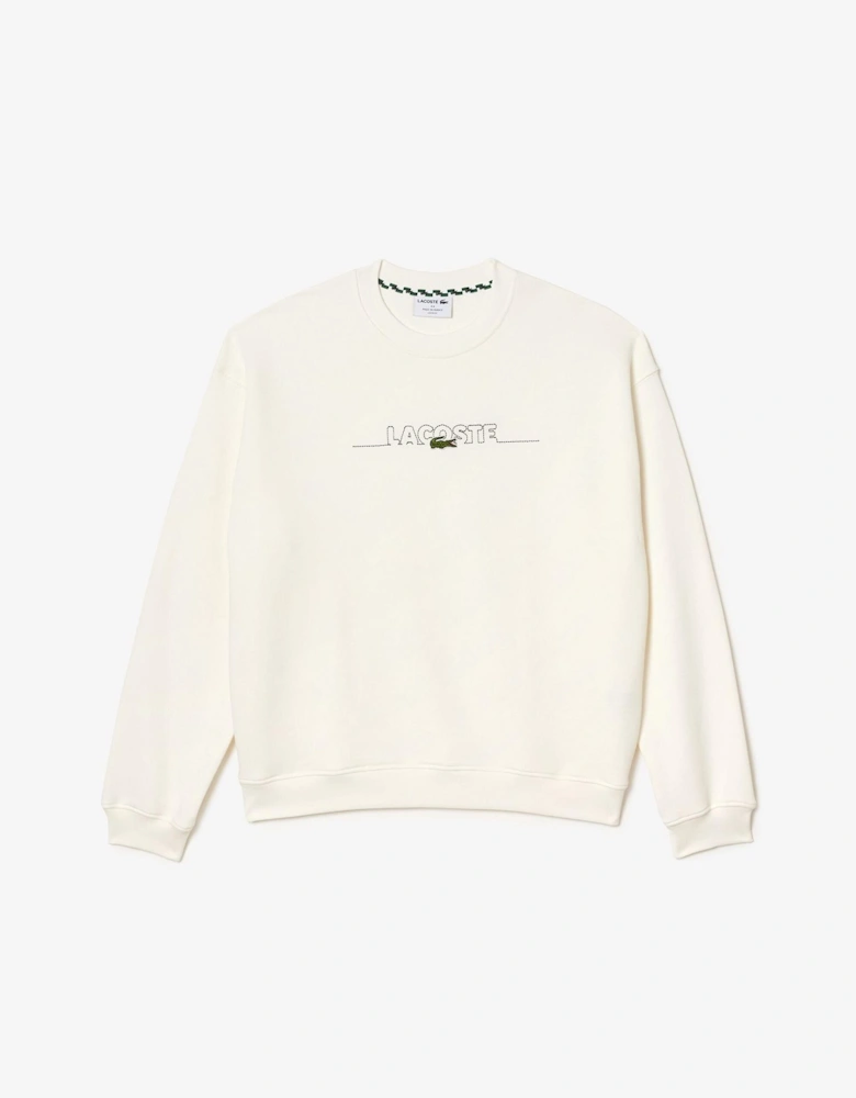 Embroidered Crew Neck Drop Shoulder Sweatshirt