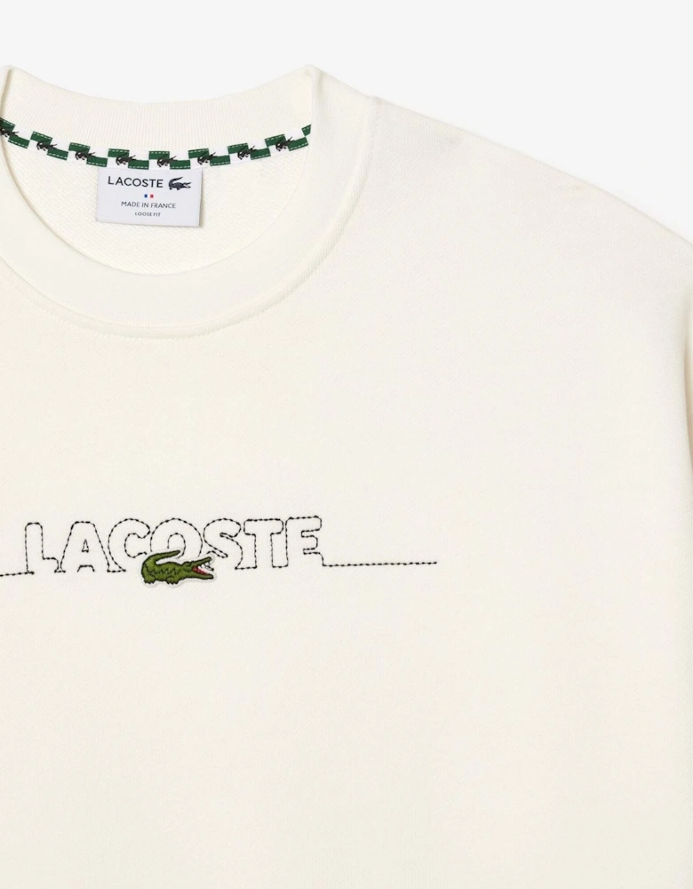 Embroidered Crew Neck Drop Shoulder Sweatshirt