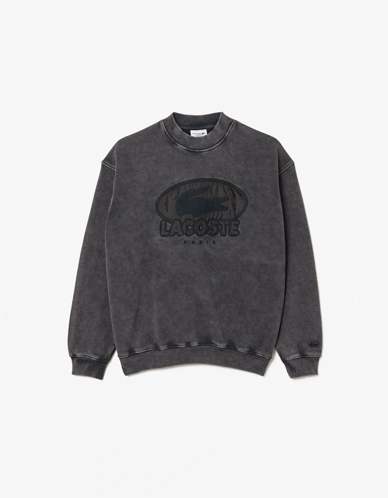 Embroidered Crew Neck Drop Shoulder Sweatshirt