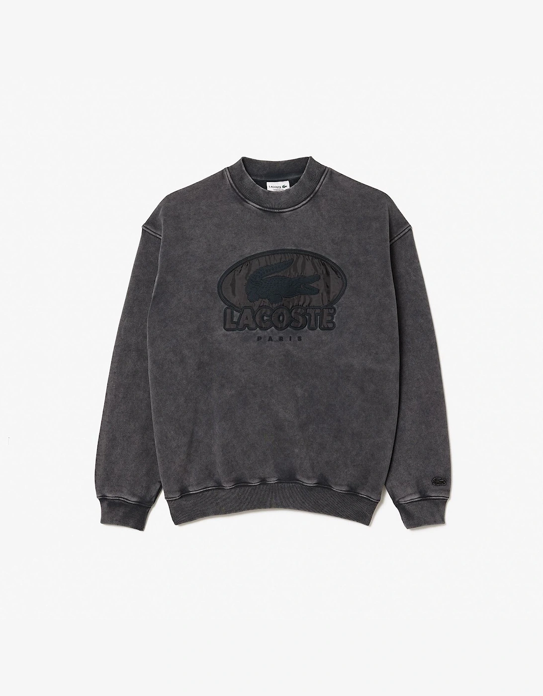 Lacoste Men's Black Embroidered Crew Neck Drop Shoulder Sweatshirt  38 M