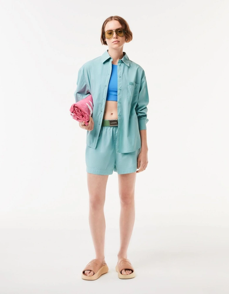 Solid Patterned Bermuda Shorts with Elasticated Waistband