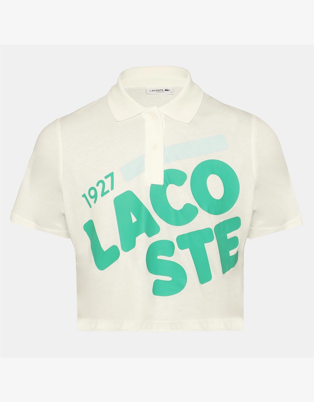 Lacoste Women's White Lettering Collared Neck Polo Shirt  16 Size 16