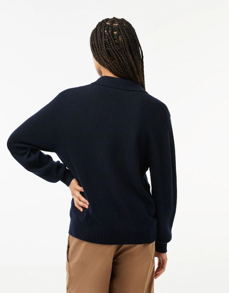 Crocodile Logo Collared Neck Long Sleeve Sweater