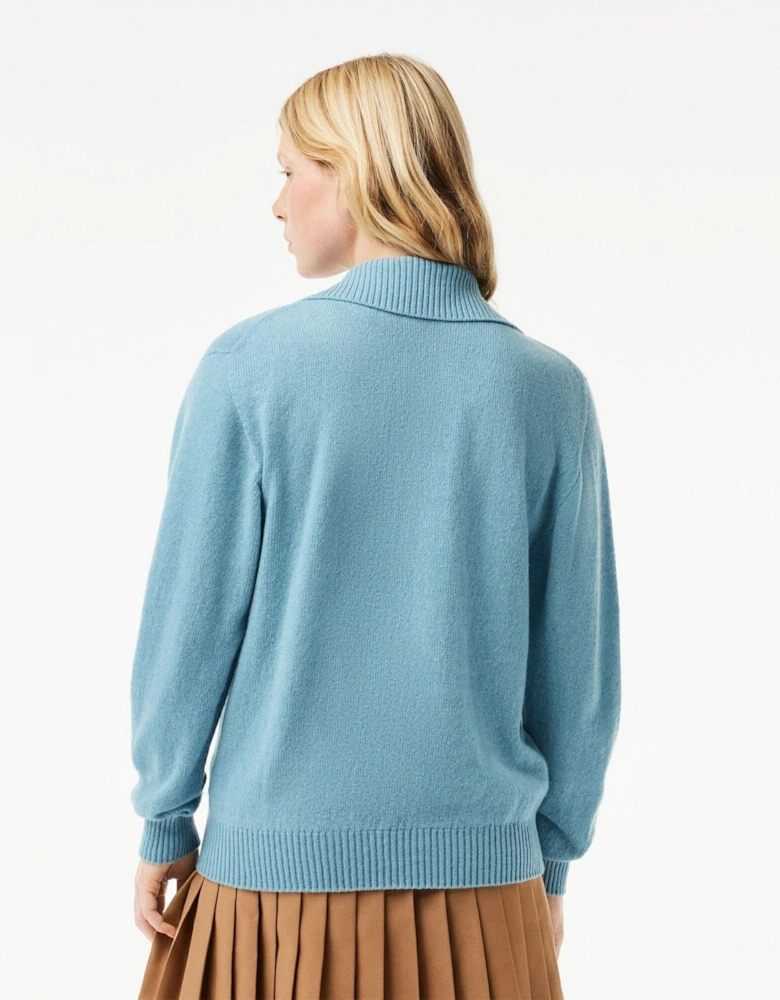 Crocodile Logo Collared Neck Long Sleeve Sweater