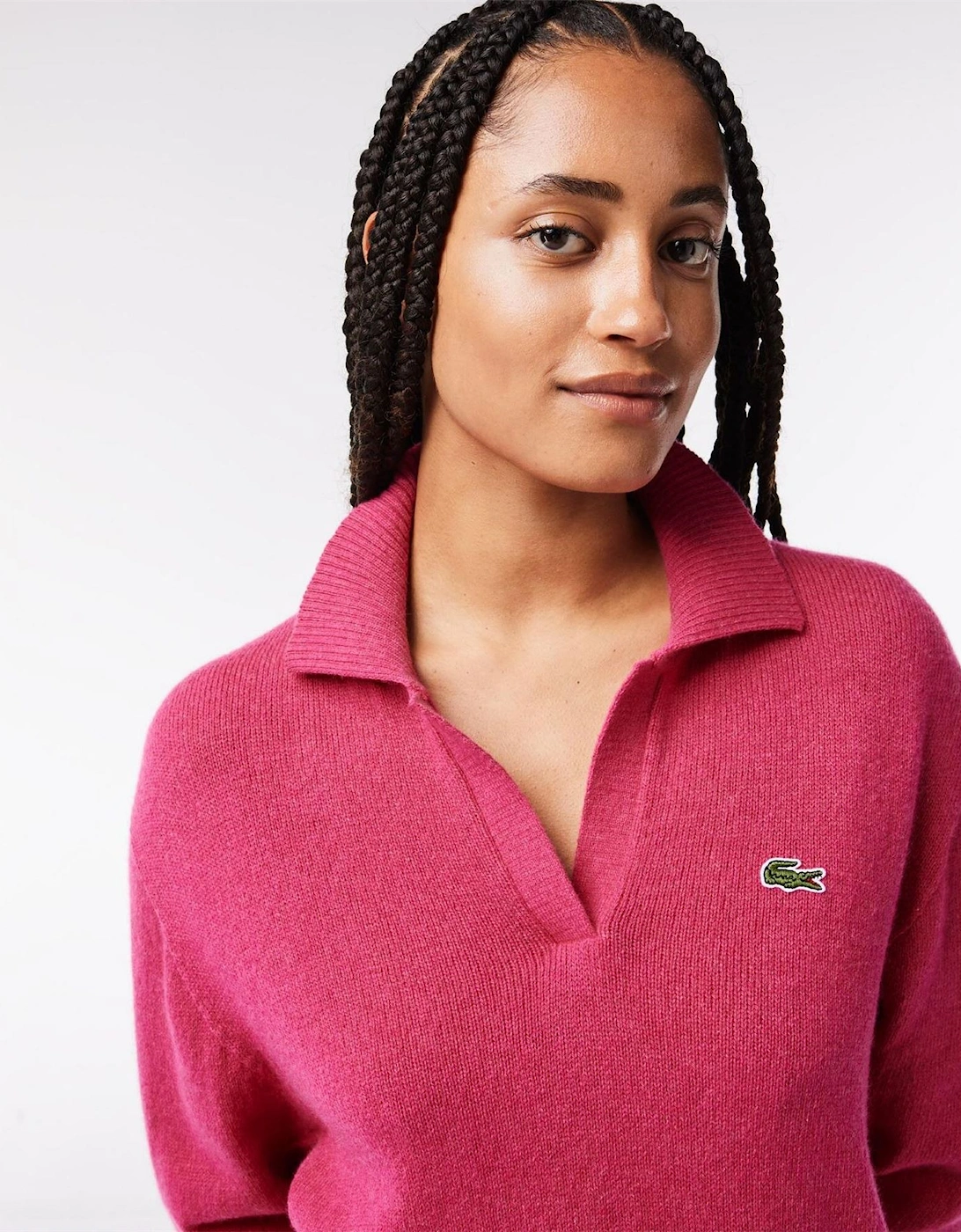 Crocodile Logo Collared Neck Long Sleeve Sweater