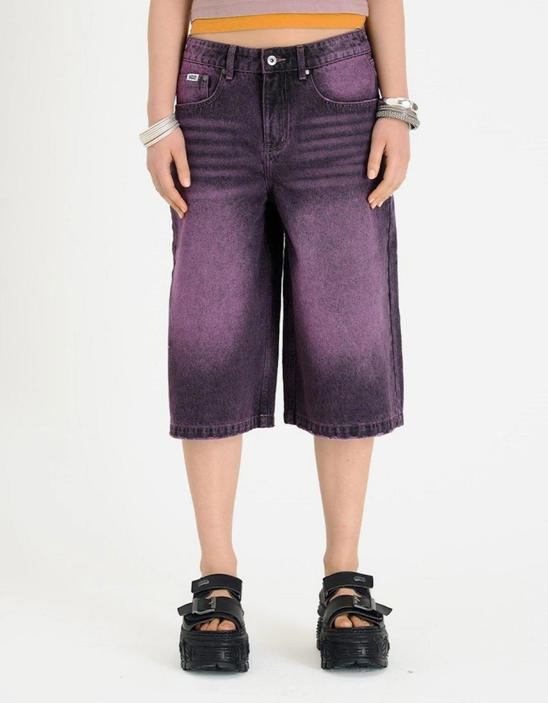 Rag Lavender Wide Fit Denim Shorts