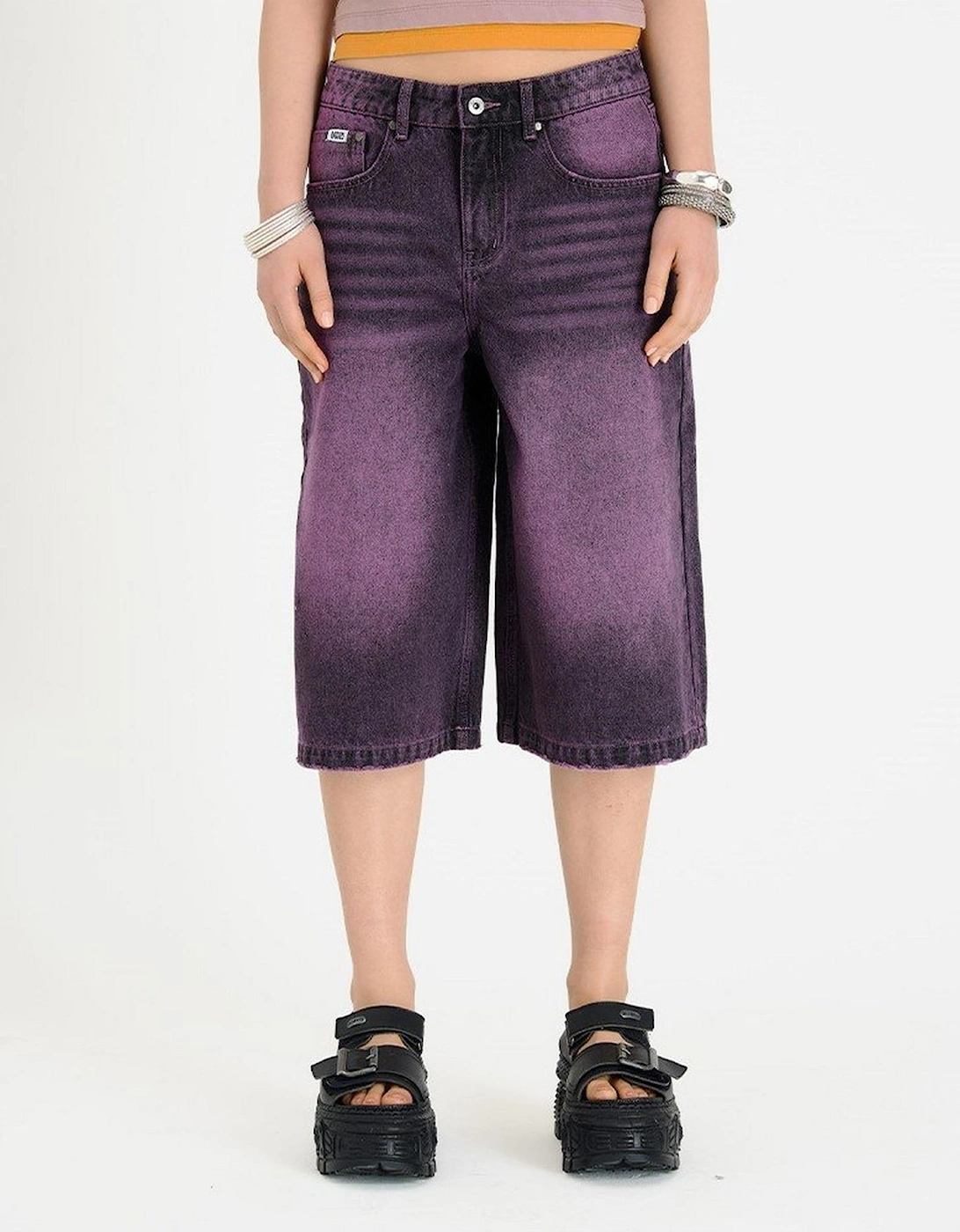 Rag Lavender Wide Fit Denim Shorts, 3 of 2