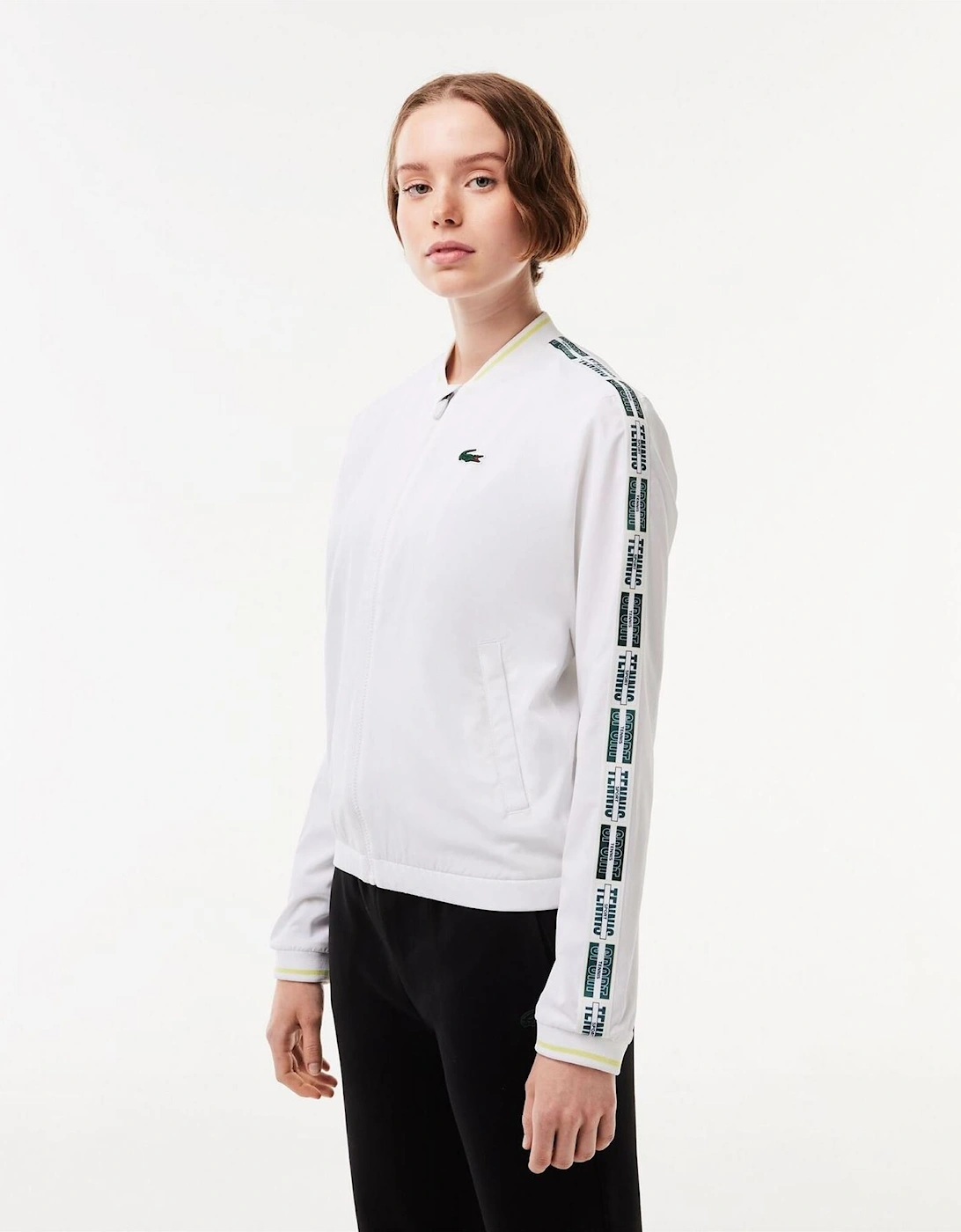 Crocodile Logo Bomber Collar Athletic Top