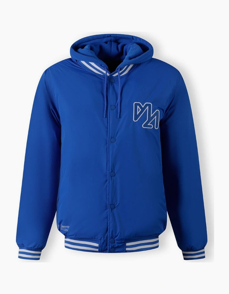 Baseball Style Jacket Detachable Hood Cobalt Blue