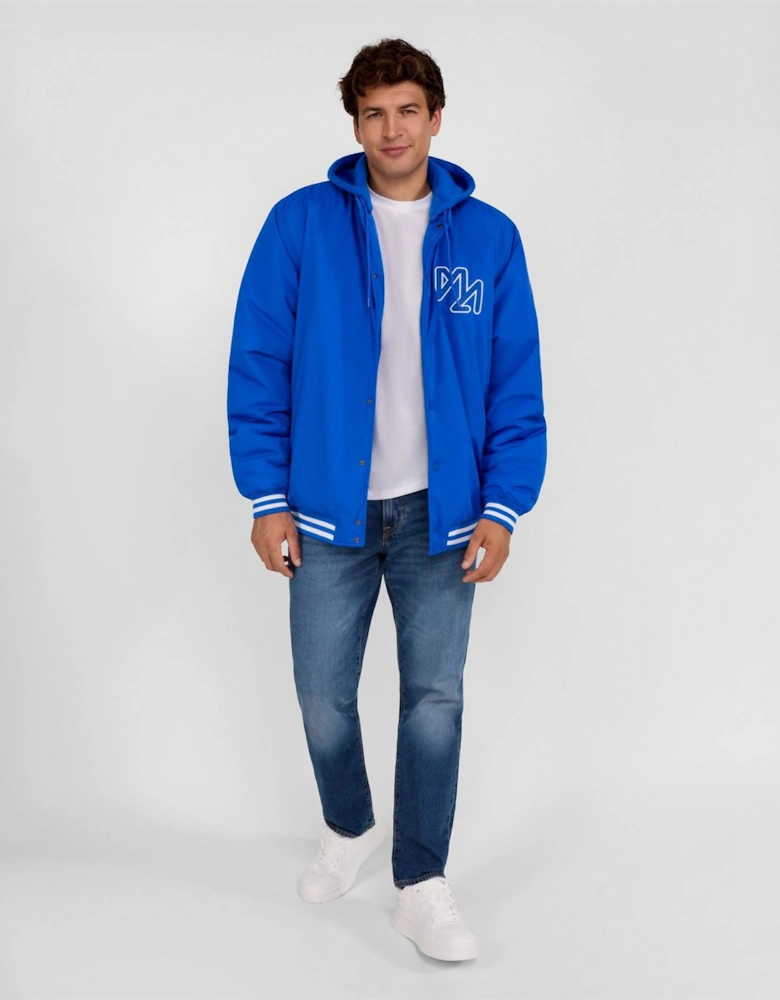 Baseball Style Jacket Detachable Hood Cobalt Blue