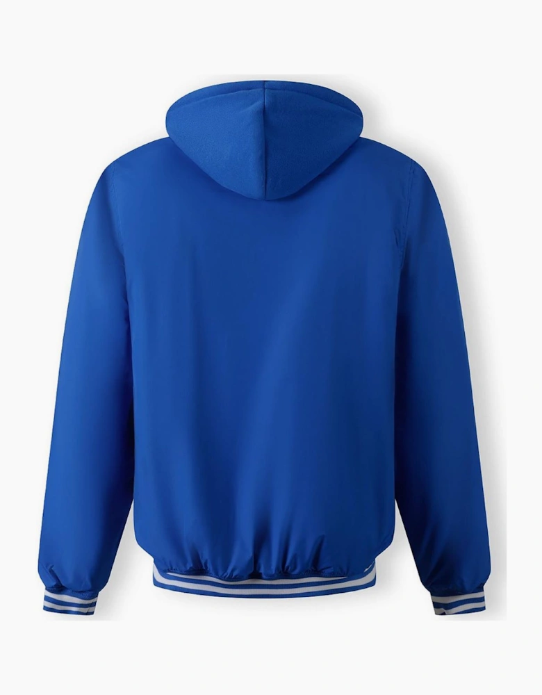 Baseball Style Jacket Detachable Hood Cobalt Blue