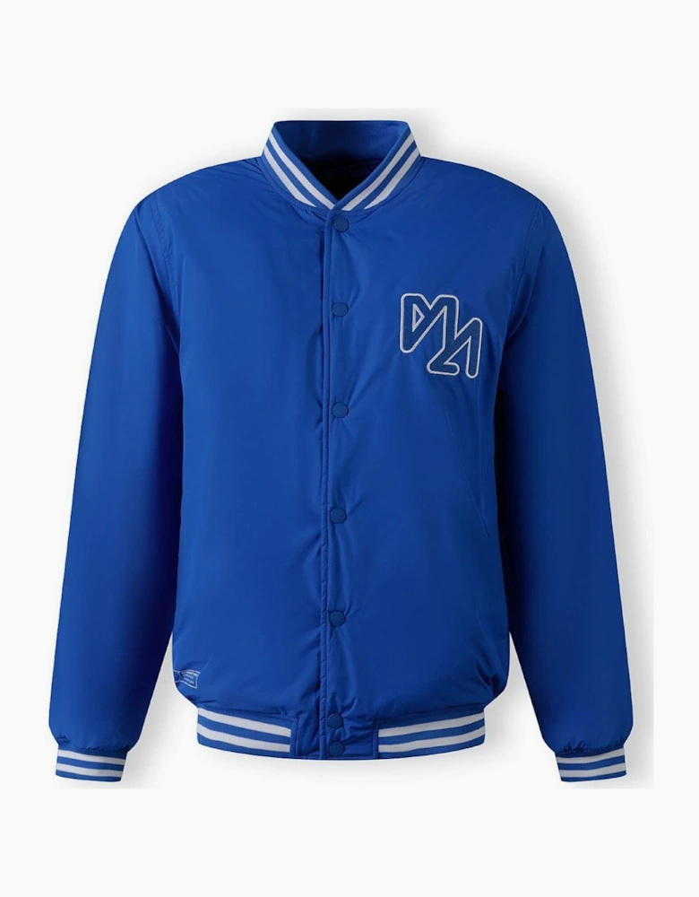 Baseball Style Jacket Detachable Hood Cobalt Blue