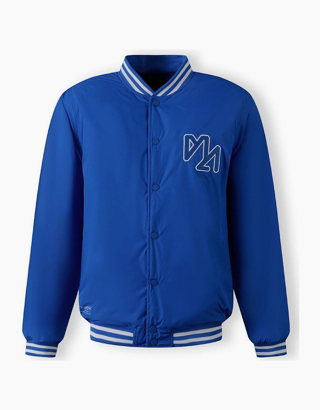 Baseball Style Jacket Detachable Hood Cobalt Blue