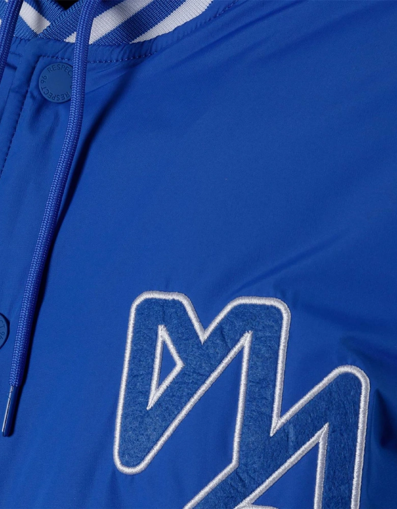 Baseball Style Jacket Detachable Hood Cobalt Blue