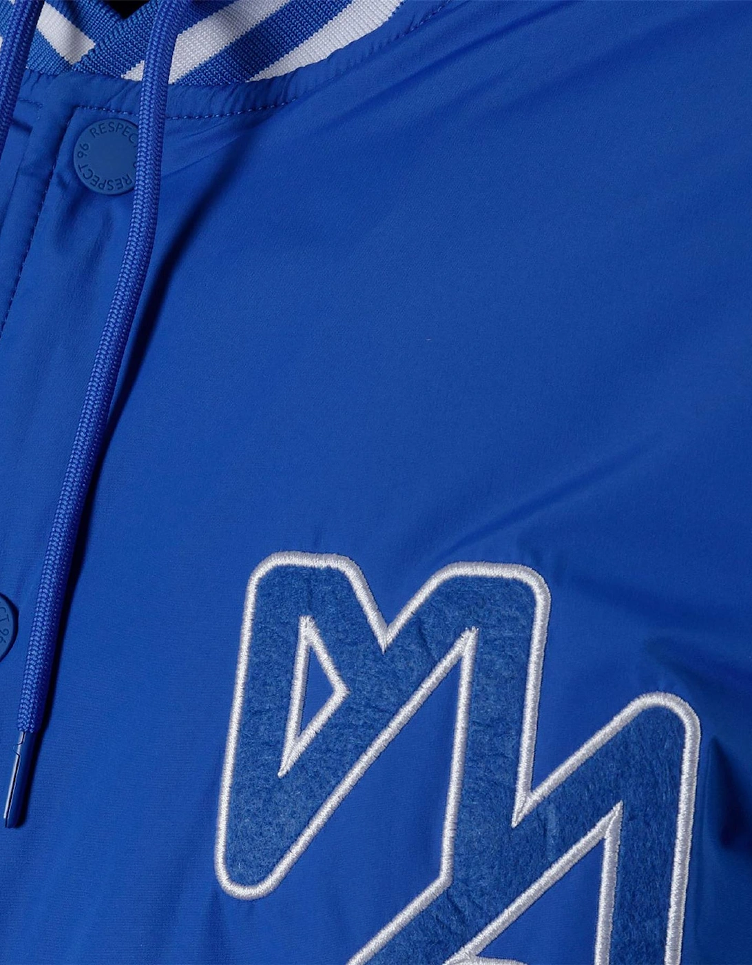 Baseball Style Jacket Detachable Hood Cobalt Blue