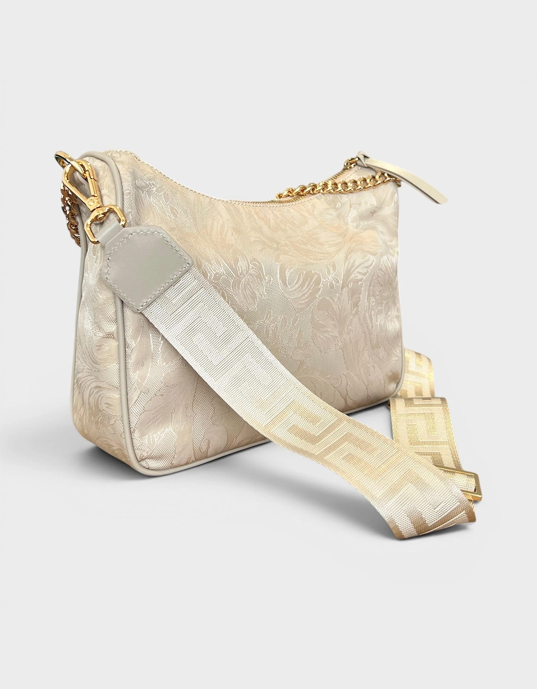 Hobo Medusa Head Floral Large Shoulder Bag Beige