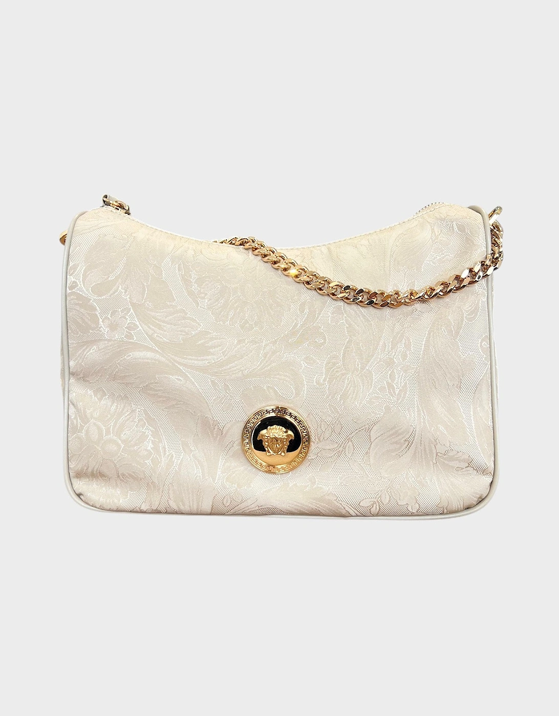 Hobo Medusa Head Floral Large Shoulder Bag Beige