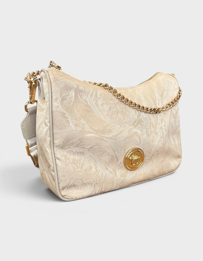 Hobo Medusa Head Floral Large Shoulder Bag Beige
