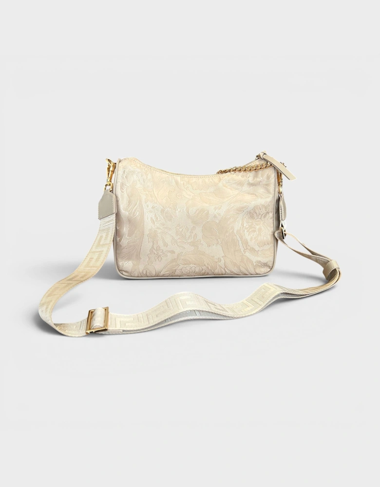 Hobo Medusa Head Floral Large Shoulder Bag Beige