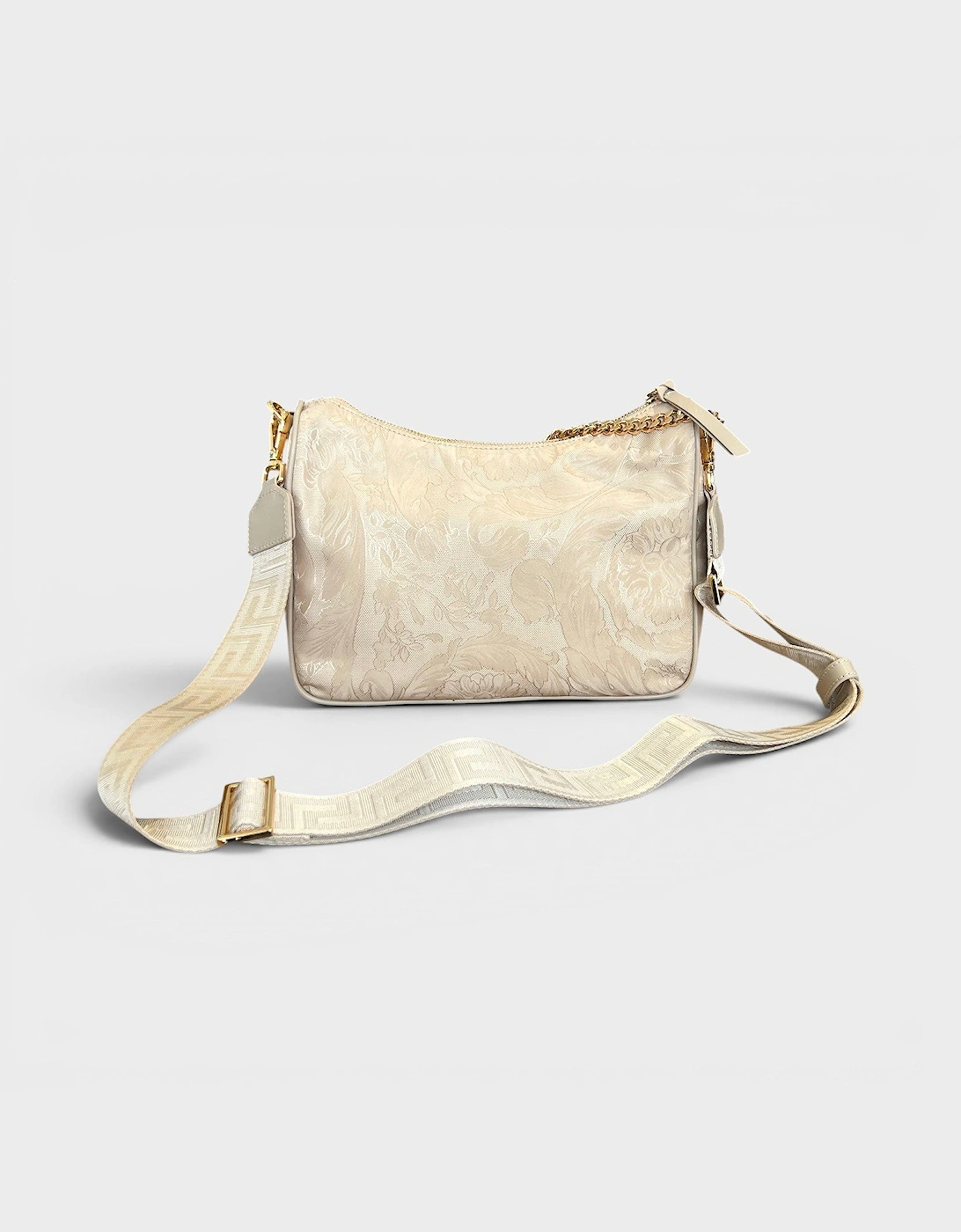 Hobo Medusa Head Floral Large Shoulder Bag Beige