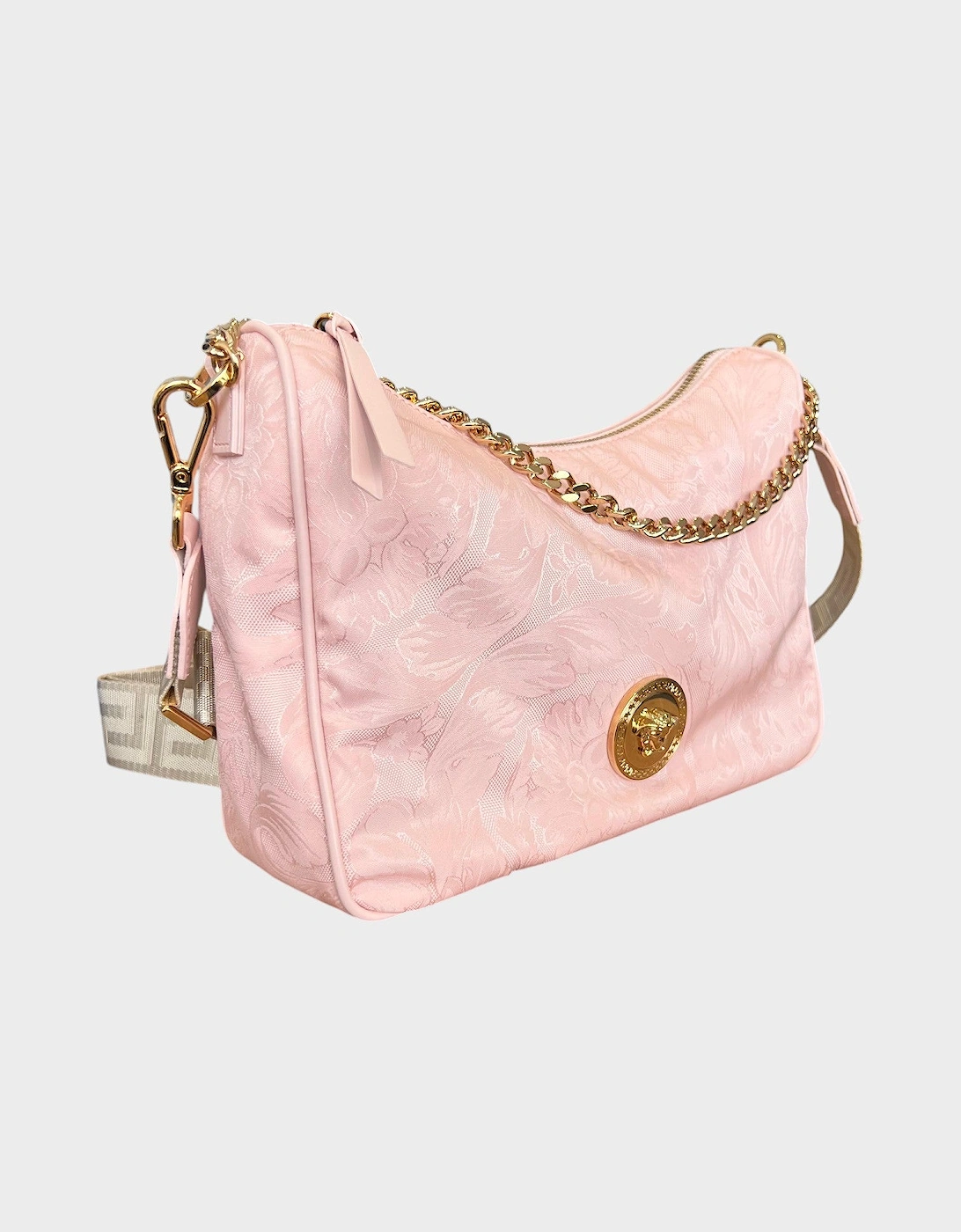 Hobo Medusa Head Floral Large Shoulder Bag Pink