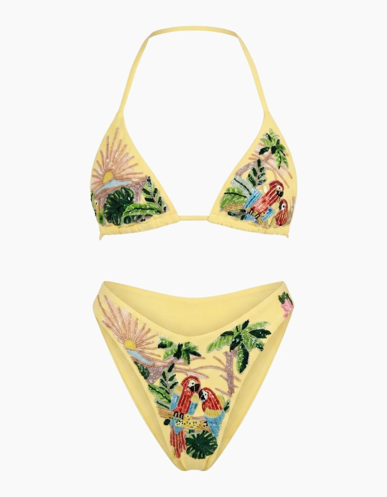 Charli Embellished Premium Tropical Bikini Bottom in Stock