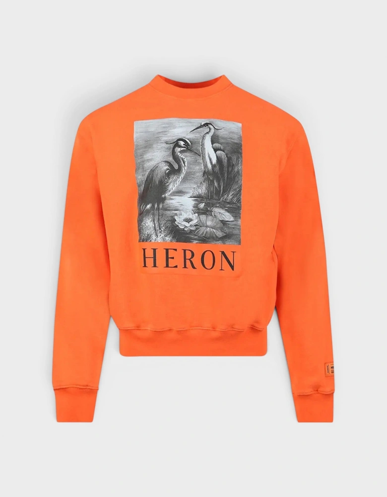 Heron OS Cotton Crewneck Orange Black