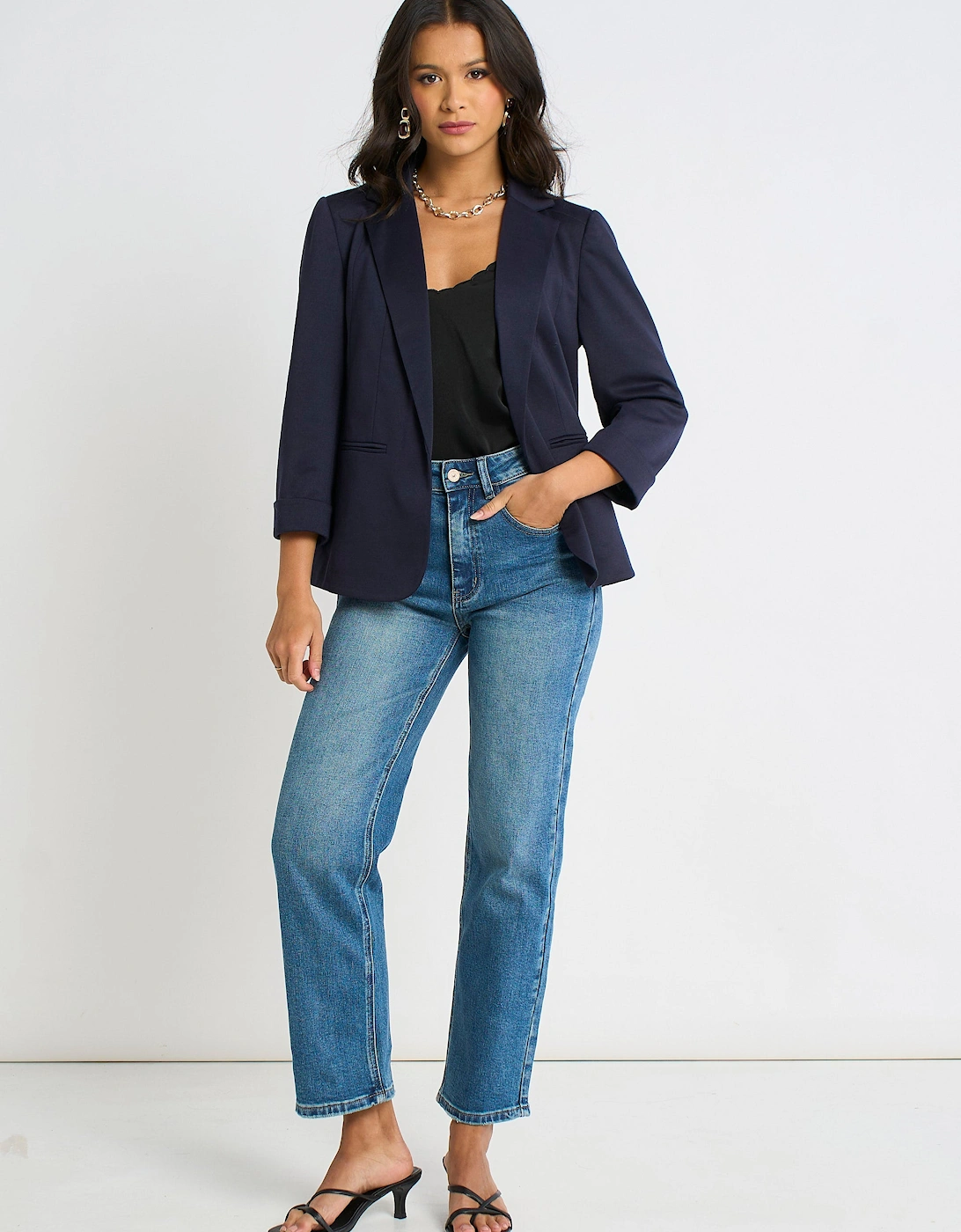 Navy Ponte Edge to Edge Jacket