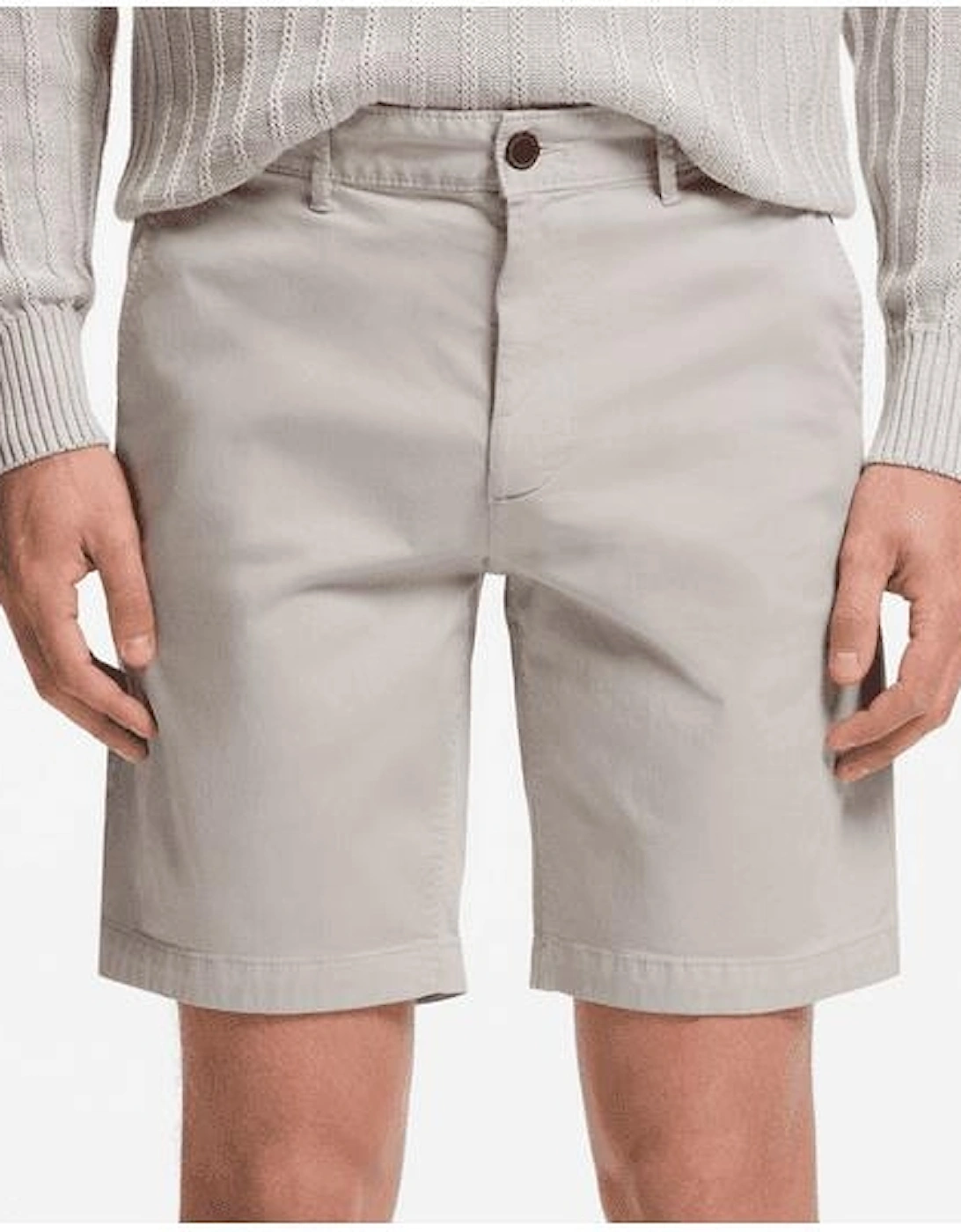 Cotton Slim Fit Stone Grey Chino Shorts
