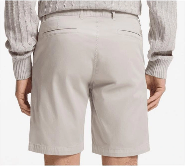 Cotton Slim Fit Stone Grey Chino Shorts