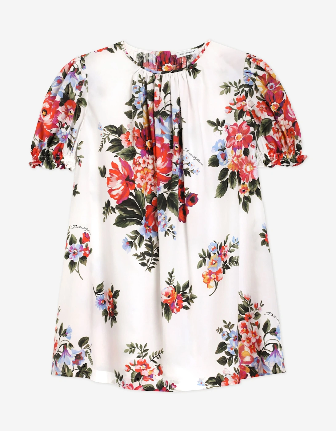 Dolce & Gabbana Girls Cotton Floral Print Dress in Multicolour, 6 of 5