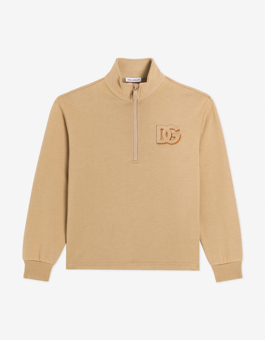 Dolce & Gabbana Boys Cream 'S Dg 3D Patch Half Zip Sweatshirt In Beige - Size: 8 Years Kids
