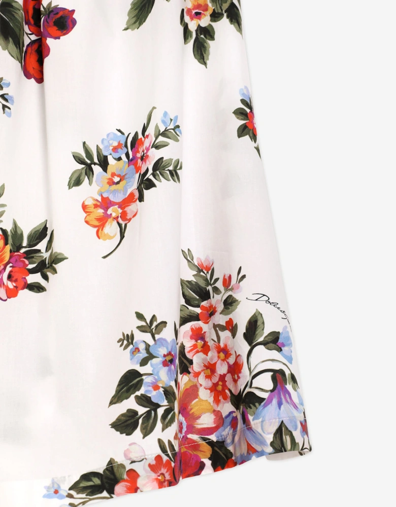 Dolce & Gabbana Girls Cotton Floral Print Dress in Multicolour