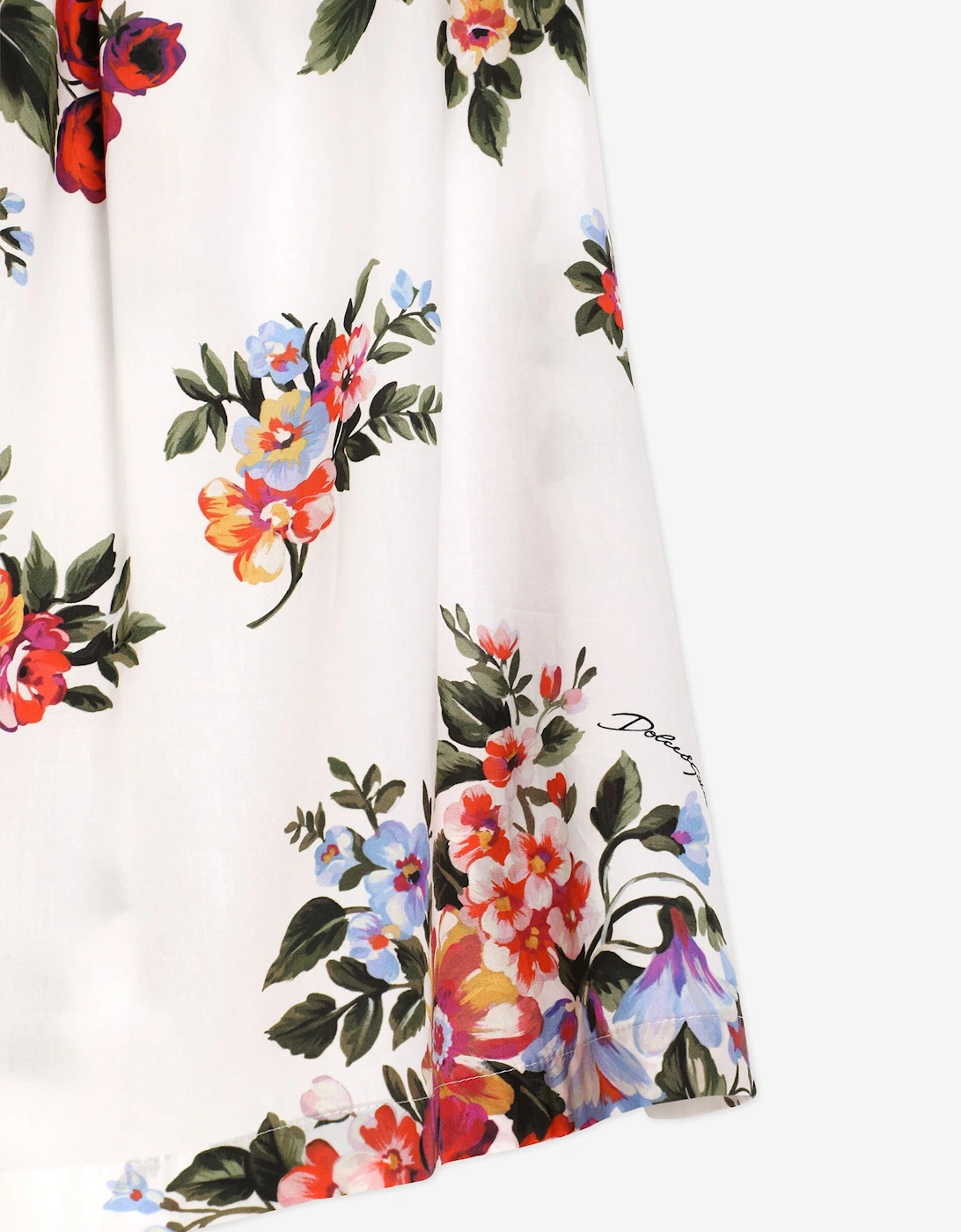 Dolce & Gabbana Girls Cotton Floral Print Dress in Multicolour