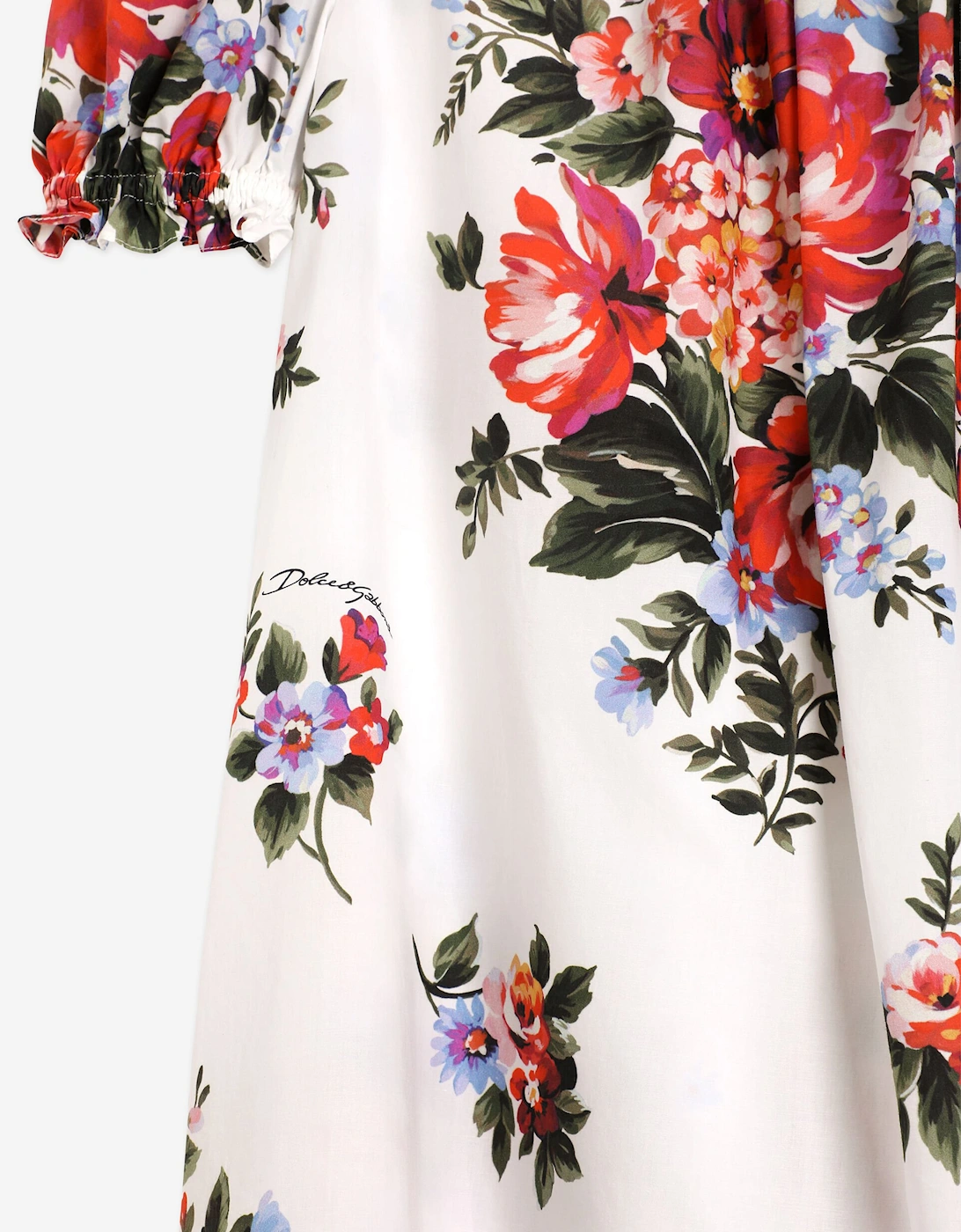 Dolce & Gabbana Girls Cotton Floral Print Dress in Multicolour