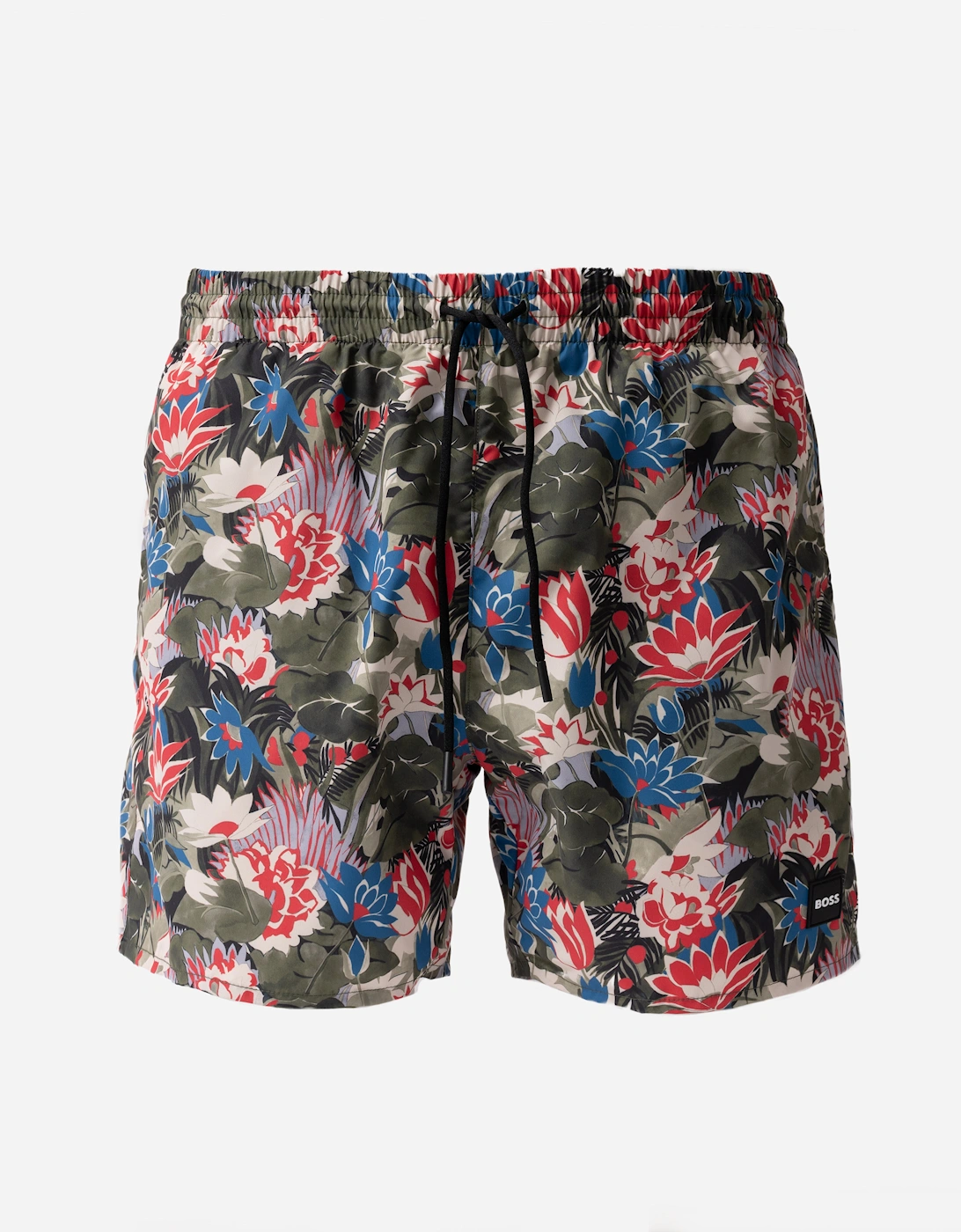 BOSS Orange Piranha Mens Tropical Print Quick-Drying Swim Shorts - Open Green 351