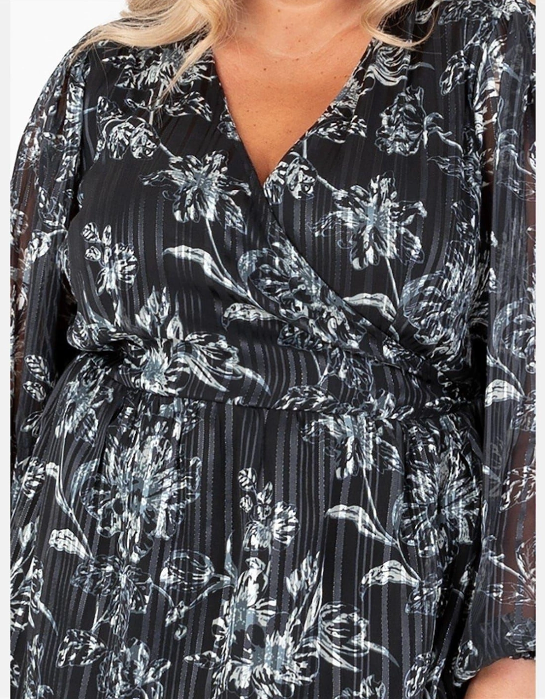 V-Neck Balloon Sleeve Wrap Blouse