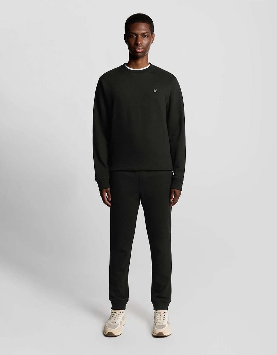 Embroidered Eagle Logo Crew Neck Long Sleeve Sweatshirt