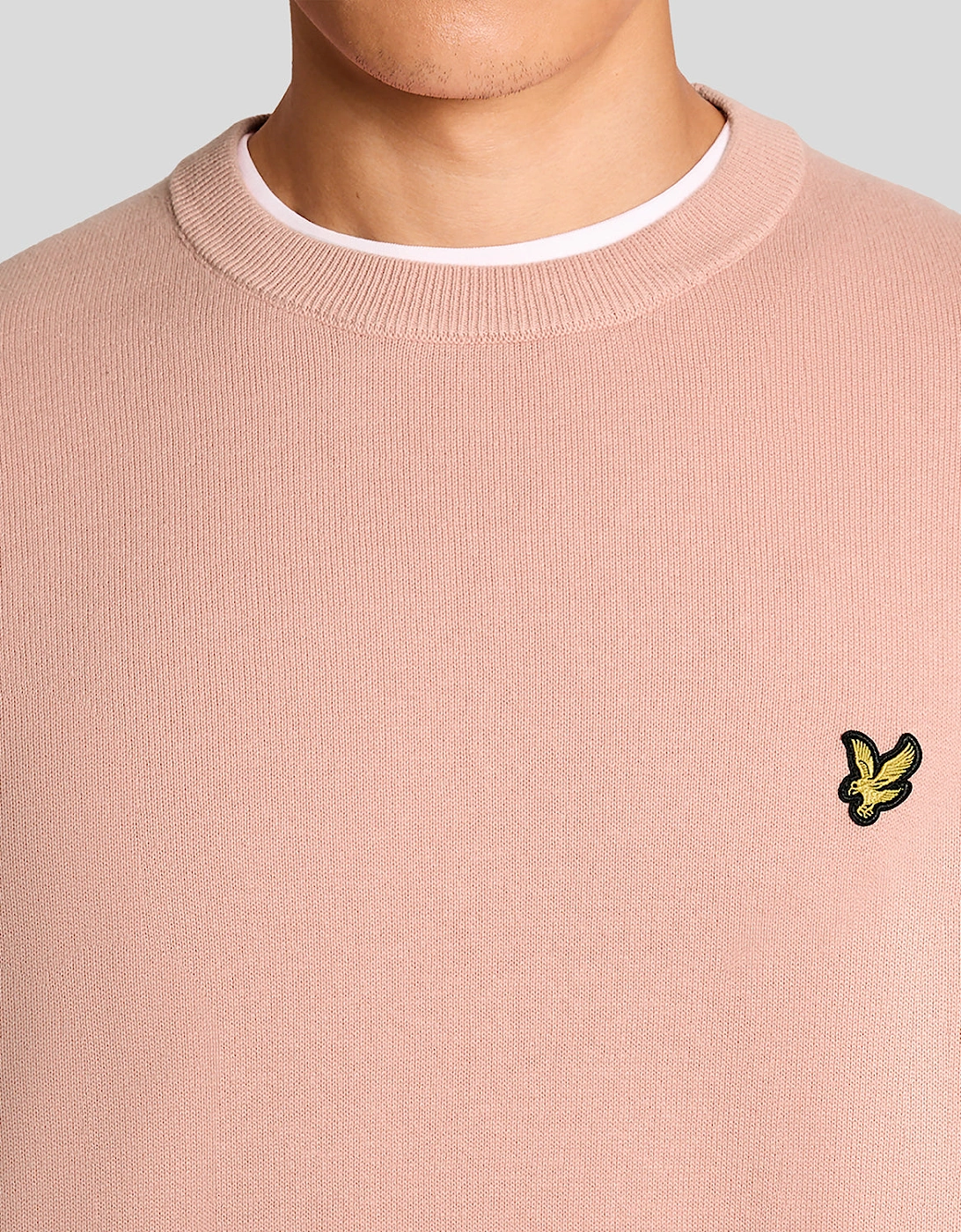 Lyle & Scott Cotton Crew Neck Mens Jumper - Y120 Pink Grapefruit