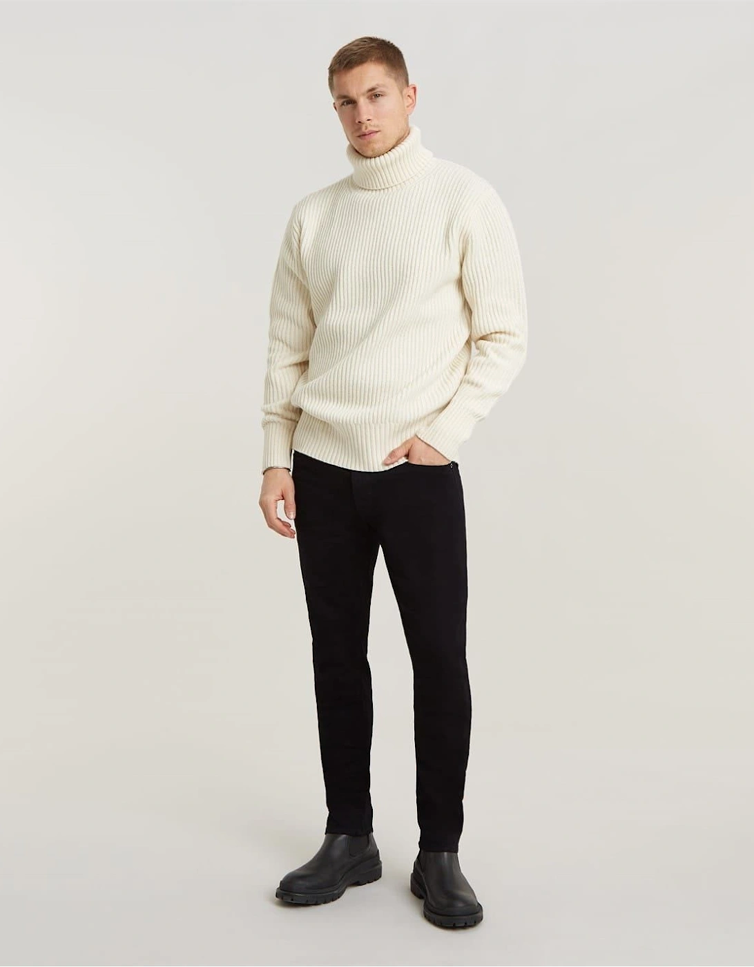 Slim Fit Jeans In Blue Black Stretch Denim