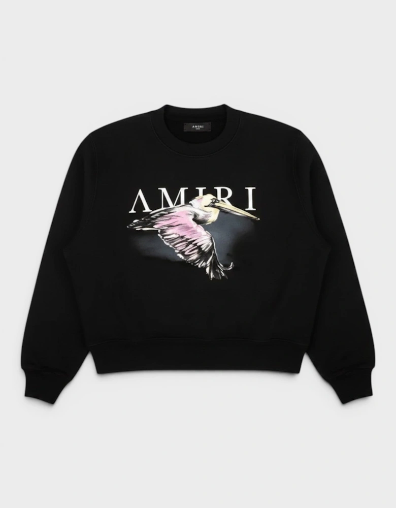 Pelican Watercolour Crewneck Sweatshirt Black