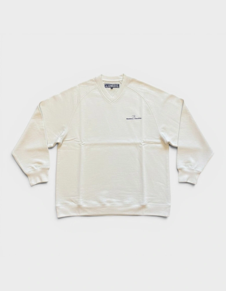 V Neck Logo Sweatshirt Cloud White