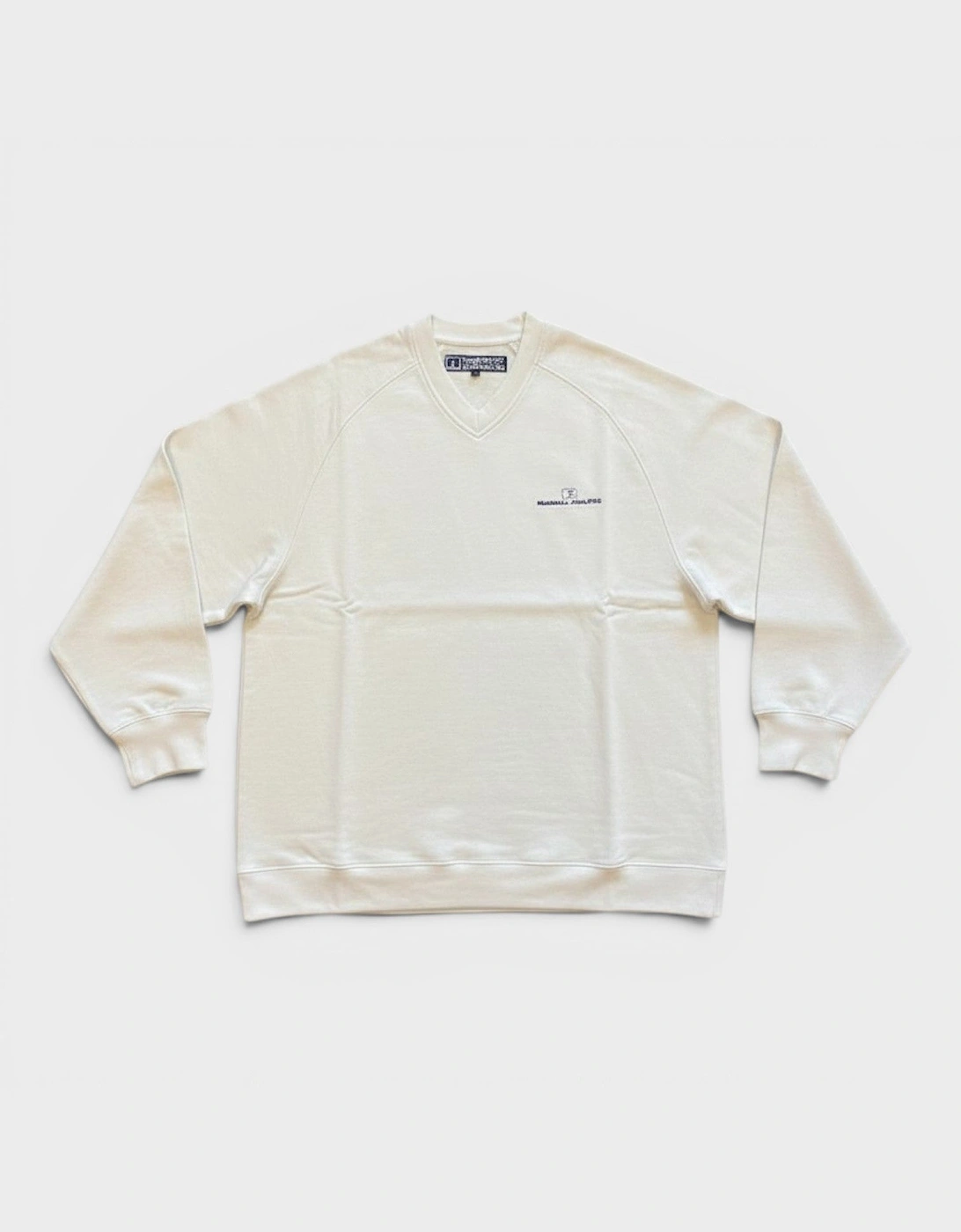 V Neck Logo Sweatshirt Cloud White, 3 of 2