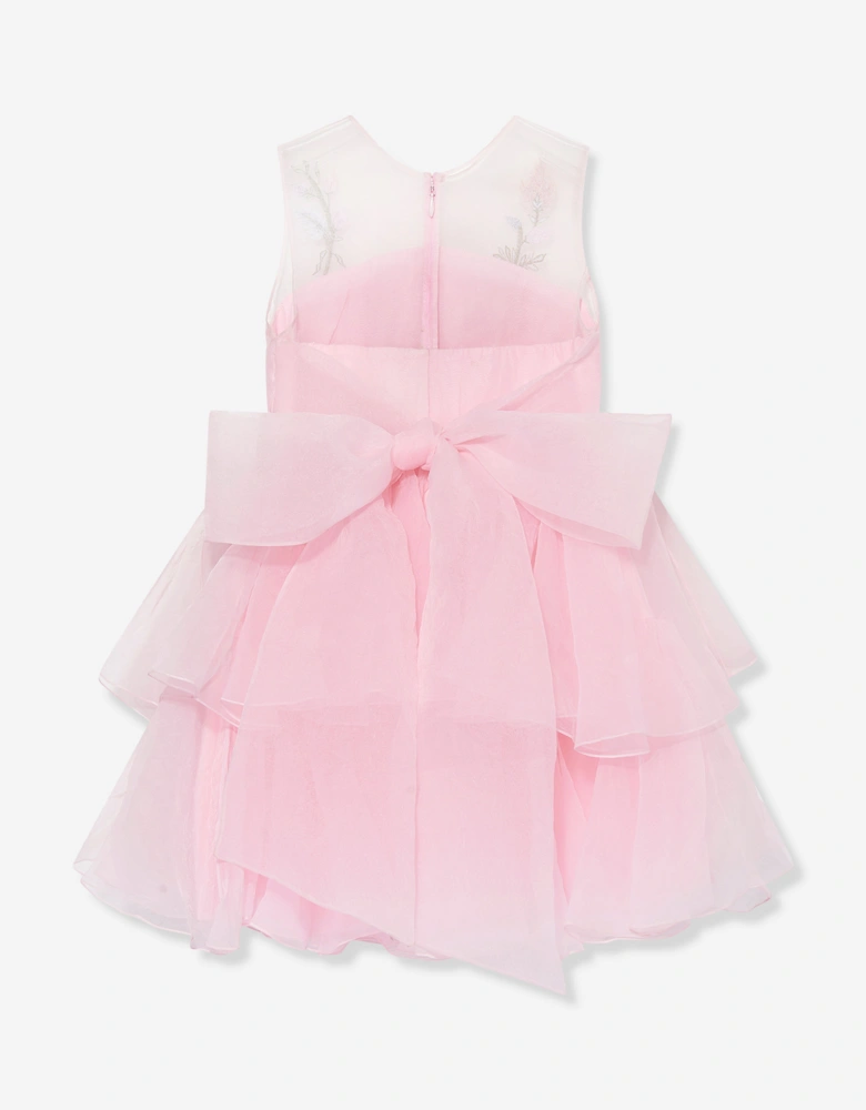 Maison Ava Girls Nicoletta Embroidered Flower Occasion Dress in Pink